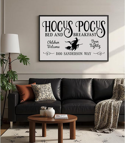 Pennclys Halloween Wall Art Prints Hocus Pocus Art Poster Halloween Canvas Pictures Wall Decor Vintage Farmhouse Artwork Painting for Bathroom Room Decoration 16x32 Inch (No Frame)