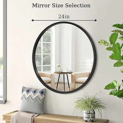 AOAOPQ Black Round Mirror for Wall Small Round for Bathroom Entryway Living Room Hallway Matte Frame Mirrors Anti Rust Hangs Tempered Glass for Bedroom Entry Dining Room