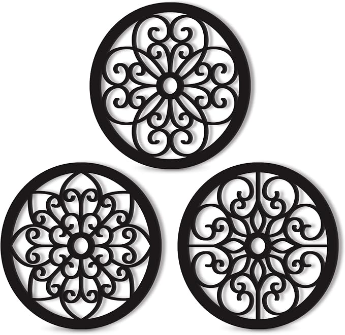Bnesi 3 Pieces Thickened Rustic Wood Wall Decor,Farmhouse Circle Wall Decor Modern Kitchen Art Circular Living Room Dining Room Hallway Decoration for Walls(Modern style)