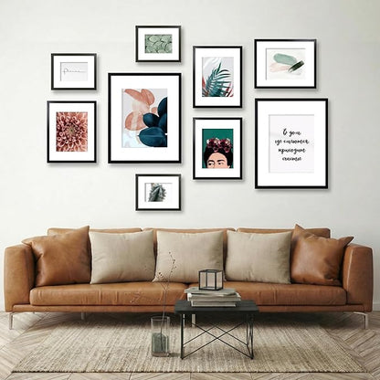 brisafe 11x14 Picture Frames Set of 6, Display Pictures 8x10 with Mat or 11x14 without Mat, Gallery Photo Frames for Wall, Mothers Day Gifts, Black