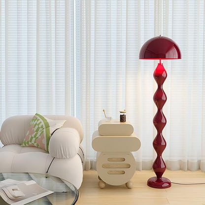 Modern Mushroom Floor Lamp, Red, 59.1 Inch High, 3 Light Colors, Foot Switch
