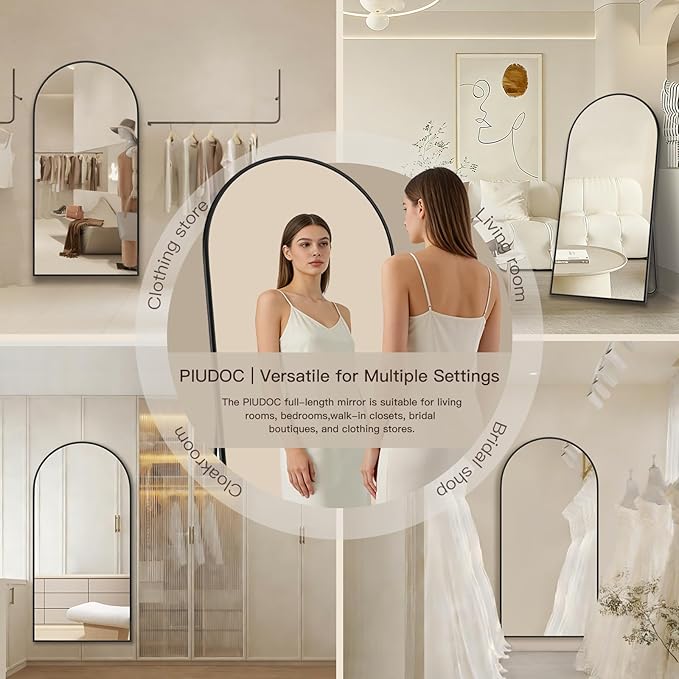 76"x34"Floor Mirror Full Length,Arched Full Length Mirror with Stand,Full Body Mirror,Hanging or Large Leaning for Bedroom Living Room Black