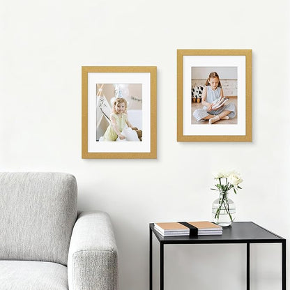 Picrit 11x14 Picture Frame Set of 12, Display 8x10 with Mat or 11x14 without Mat, Photo Frames for Wall Mounting or Table Top Display, Gold