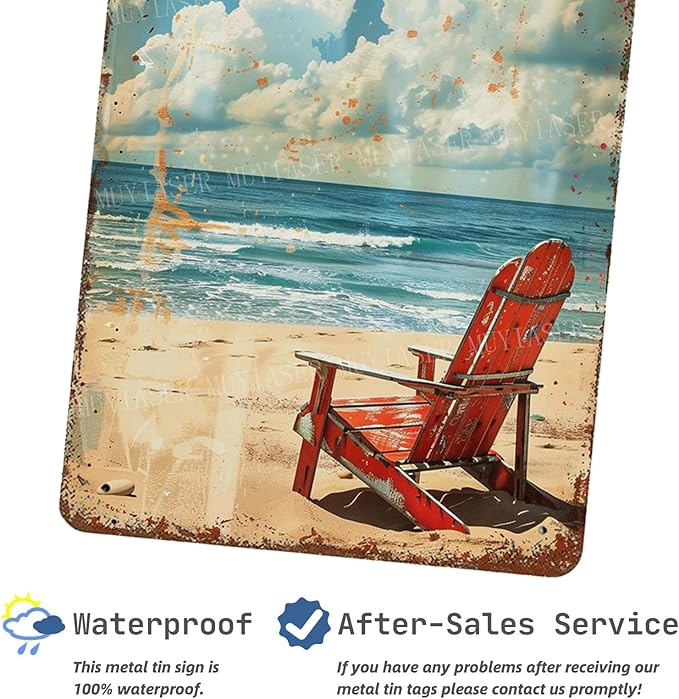 Retro Beach Aluminum Vintage Tin Sign for Kitchen Office Home Bar Cafe Decor 8x12 Inch