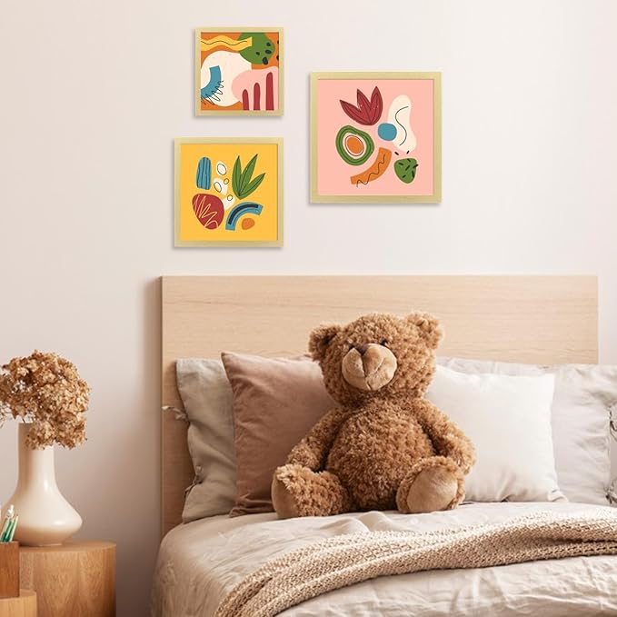 HEART ART 12x12 Gold Picture Frame Set of 9, Display Pictures 8x8 with Mat or 12 x 12 without Mat, Multi Collage Gallery Square Gold Photo Frames for Wall
