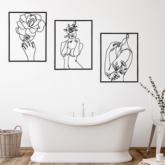 GOKURVG Wall Decor 3pcs Wall Art Modern Wall Sculpture Wall Decor for Living Room Wall Art Decor Abstract Wall Decor Decorative Wall Hanging Decor for Indoor Wall Decor Black