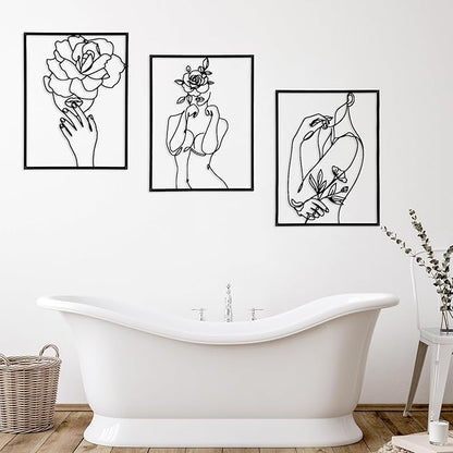 GOKURVG Wall Decor 3pcs Wall Art Modern Wall Sculpture Wall Decor for Living Room Wall Art Decor Abstract Wall Decor Decorative Wall Hanging Decor for Indoor Wall Decor Black