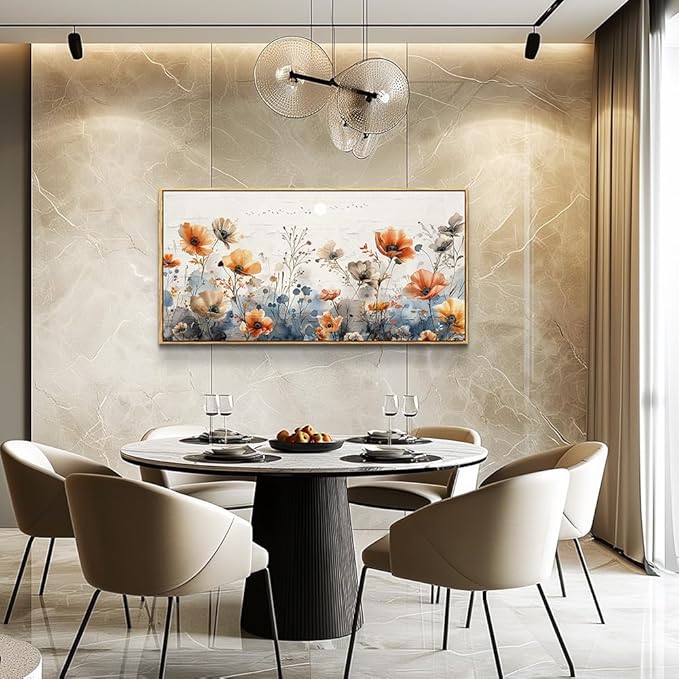 QIYILEXWART Canvas Wall Art For Living Room Wood Framed Wall Decor For Bedroom Office Wall Decorations Flower Bush Paintings Farmhouse Pictures Artworks Room Aesthetic Home Decor Ready To Hang