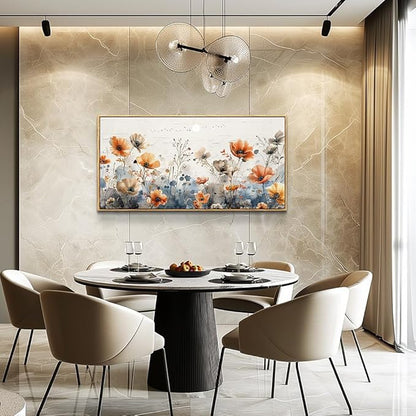 QIYILEXWART Canvas Wall Art For Living Room Wood Framed Wall Decor For Bedroom Office Wall Decorations Flower Bush Paintings Farmhouse Pictures Artworks Room Aesthetic Home Decor Ready To Hang