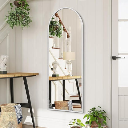 White 48"x16" Arched Full Length Mirror, Large Bathroom Wall Mirror Metal Aluminum Frame Modern Simple Home Decor for Living Room Bedroom Cloakroom