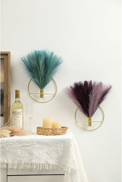 Pretty Jolly Wall Decor, Wall Metal vase Decoration Holder, Wall-Mounted Artificial Flowers Wall Decor Fake Wheat 2 Pack,Wall Art Artificial Greenery, Farmhouse, Boho