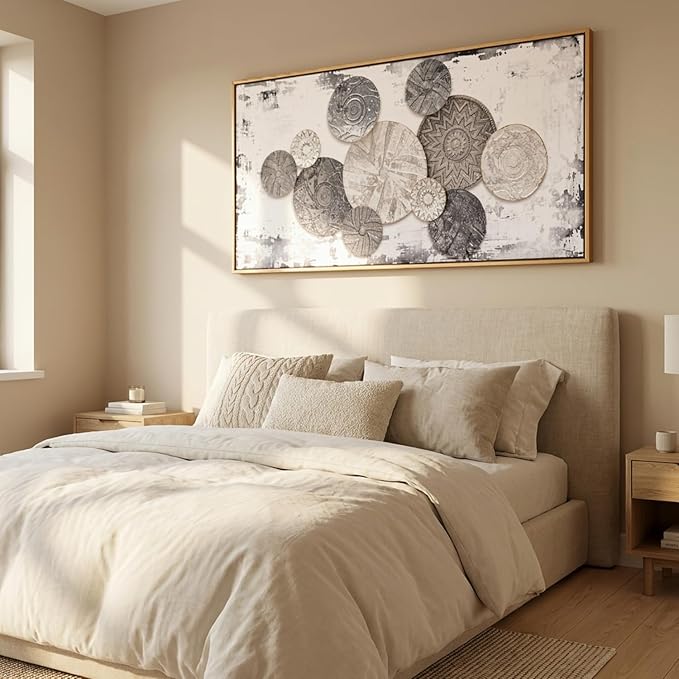 Wall Art Floral Rustic Wall Decor Brown and Grey Canvas Painting Abstract Wall Art for Bedroom Living Room Dining Room Home Office Decor 24"x48" with Framed