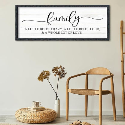 AuraPeak Family Wall Decor For Family A Little Bit Of Crazy Sign Hallway Entryway Horizontal Home Modern Positive Farmhouse Living Room Wall Hanging Art (Black 40"×15")