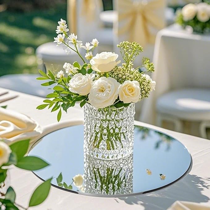 12 Pack Acrylic Round Mirrors for Table, 10" Round Mirrors for Centerpieces Circle Mirror Centerpieces for Table Centerpiece Decorations for Wedding Home Bedroon Wall Decor,(Thickness 2mm)