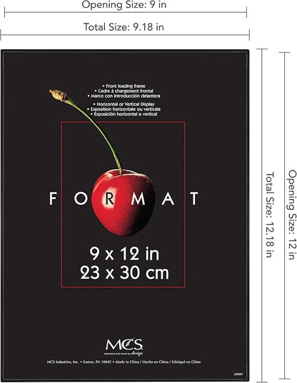 MCS Format 9x12 Picture Frame Black, Gallery Wall Vertical & Horizontal Wall Hanging Picture Frame for Photos & Art Prints (6-Pack)