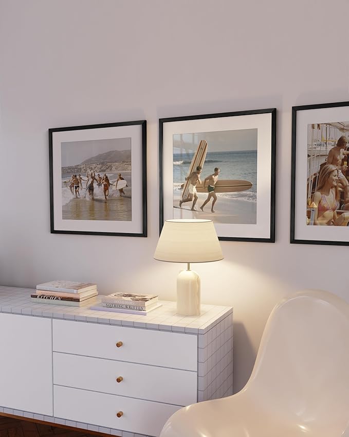 HAUS AND HUES 20x20 Black Metal Picture Frames Matted to 16x16 - Features Premium Aluminum & Hanging Hardware, Shatterproof Plexiglass - Ideal for Home, Room, Office (20x20 in, Black, Set of 3)