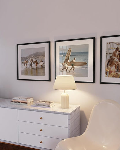 HAUS AND HUES 20x20 Black Metal Picture Frames Matted to 16x16 - Features Premium Aluminum & Hanging Hardware, Shatterproof Plexiglass - Ideal for Home, Room, Office (20x20 in, Black, Set of 3)