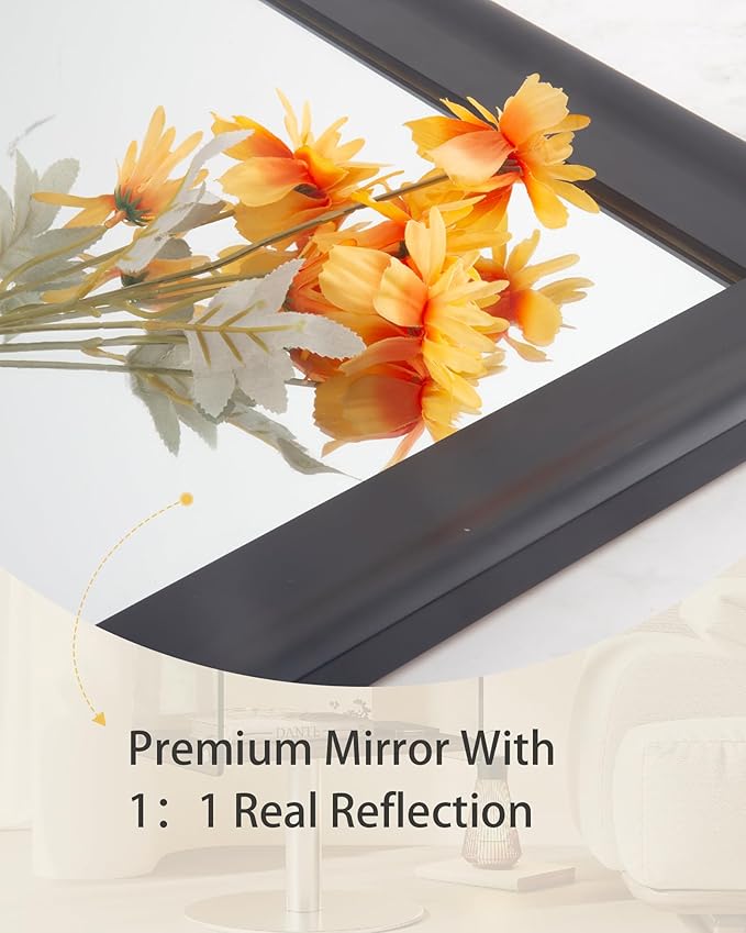 Black Wood Mirror for Bathroom,Rectangle Rustic 24 x 36 inch Vanity Mirror for Wall,Wooden Wall-Mounted Hanging Mirror for Entryway,Bedroom or Living Room