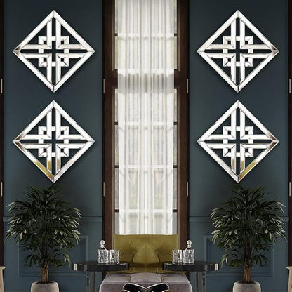 QMDECOR Decor Mirror Size 12x12 inches Square Mirrored Silver Wall Decorative Mirror with Beveled Edge Modern Fashionable Wall-Mounted Mirrors