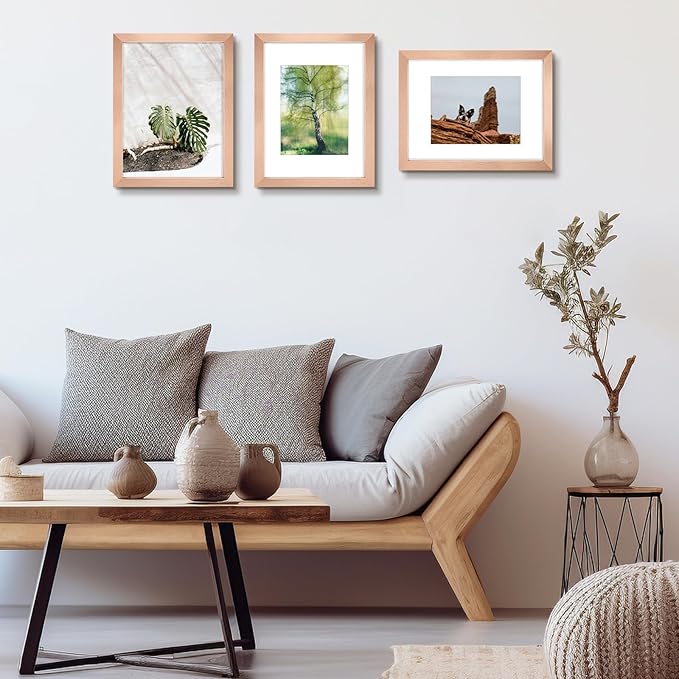 Golden State Art, 9x12 Picture Frame Set of 6 - Matted to 6x8 Photo - Engineered Wood Gallery Frame Set - Wall Mounting (Rose Gold,6 Pack)
