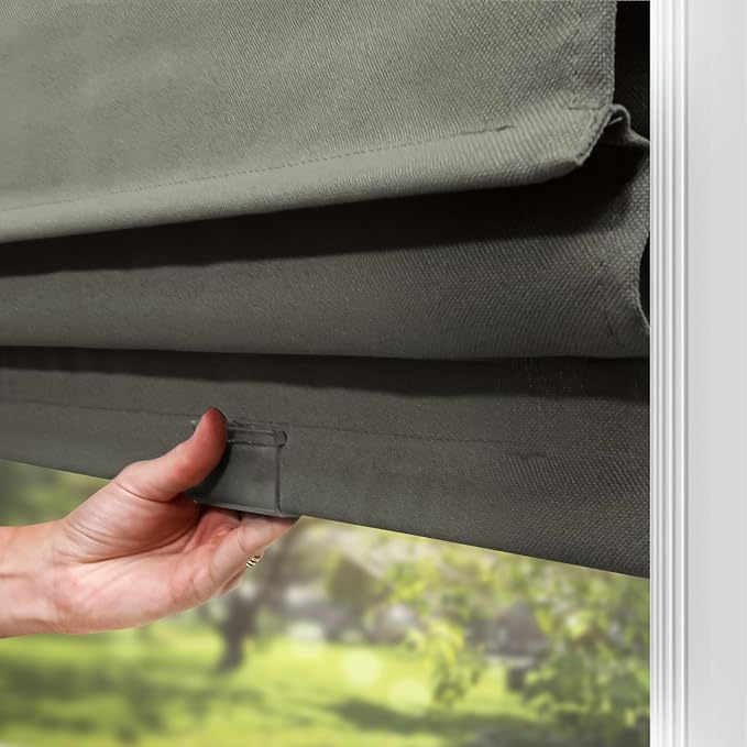 CHICOLOGY Cordless Roman Shade for Windows & French Doors, Ridgewood Sage, Privacy + Light Filtering Linen Look Fabric w/White Liner, True to Size, Inside/Outside Mount, 23" W x 72" H