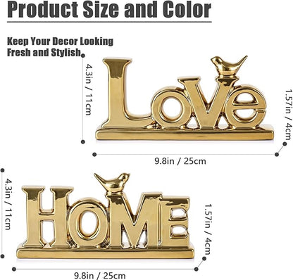 XMGZQ Love Sign Decoration,Gold Love Signs for Home Decor Statue,Gold Bird Sculpture Personalized Love Decor,Gold Style Figurine Decorative Ornaments for Living Room,Bedroom,Desktop (2 Pcs, Gold)
