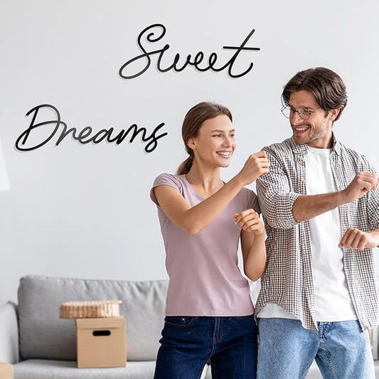 Zzbakress Sweet Dreams Wall Decor For Bedroom, Black Metal Above Bed Wall Decor Large Modern Living Room Farmhouse Sign Wall Decorations For Office Home Bedroom Art(Black, Farmhouse-Large)