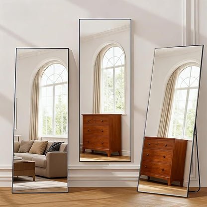 Simple Deluxe Full Length Mirror, 64"×21" Large Floor Mirrors, for Wall Door Bedroom Bathroom Living Room (Black)
