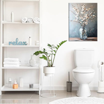 daktenn Floral Canvas Wall Art Bathroom Wall Art Pictures Wall Decor Home Decor Wall Decor for Bedroom Livingroom 18x24 Inches