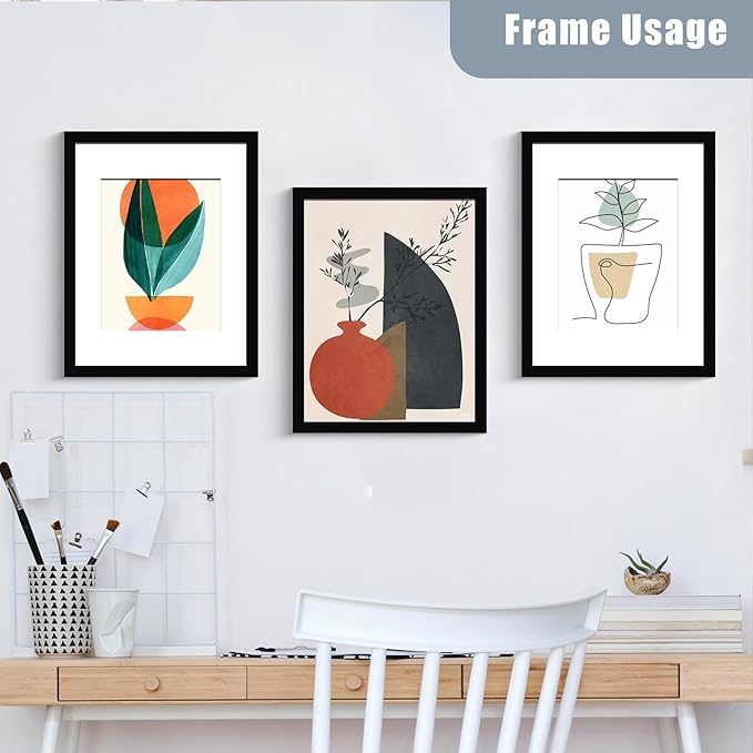 BESCRCL 12x16 Picture Frame Black Set of 6, Diamond Art Painting Frames Display Photo 8.5x11 or 12 x 16 without Mat, Wall Hanging Frame with Plexiglass