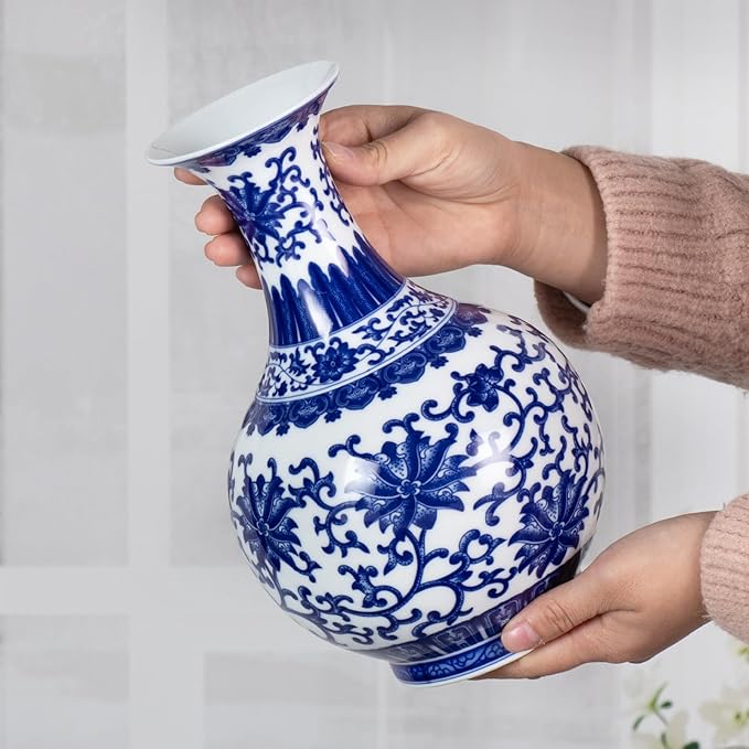 KAMMAK Colored Ceramic Vase, Beautiful Hand-Painted Decorative Vase, Modern Art Porcelain Vase for Flower Mantle Dining Table Centerpiece, Entryway Living Room Wedding Decoration, WX003