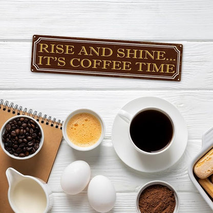 Coffee Time Metal Tin Signs, Coffees Lover Home Decor for Kitchen Bedroom Dining Room, Farmhouse Cafe Decors, Decorative Metal Wall Signs 15.8x4 Inches