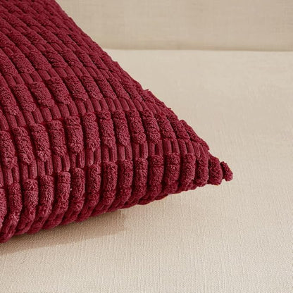 Fancy Homi 4 Packs Decorative Throw Pillow Covers for Living Room Couch Bed, Modern Farmhouse Boho Home Décor Accent Cushion Case, 18" x 18", Burgundy