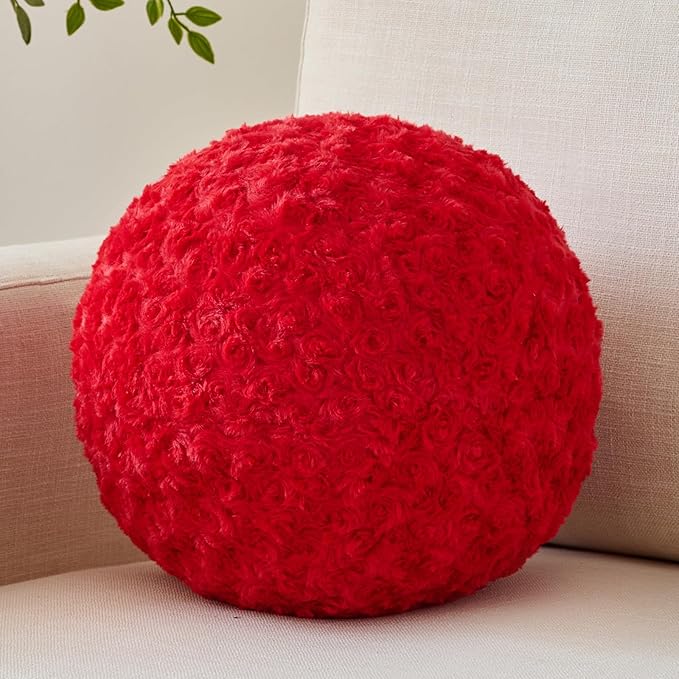 Ball Pillow, Decorative Round Pillow for Couch n, Circle Throw Pillows, Perfect Ball Pillows for Couch, Stylish Decorative Pillows, Versatile Round Throw Pillow (Red, Medium-11.8 Inches)