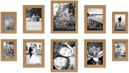 Americanflat Set of 10 Picture Frames with Shatter-Resistant Glass - Gallery Wall Frame Set with Two 8x10, Four 5x7 and Four 4x6 Frames - Signature Collection - Dark Oak