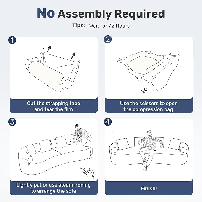 110” Modern Curved Sofa,Oversized Couch for Living Room,Cloud Couch with Boneless Couchs,Modular Sectional Sofa with Deep Seat,No Assembly Required,Light Gray