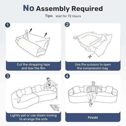 110” Modern Curved Sofa,Oversized Couch for Living Room,Cloud Couch with Boneless Couchs,Modular Sectional Sofa with Deep Seat,No Assembly Required,Light Gray
