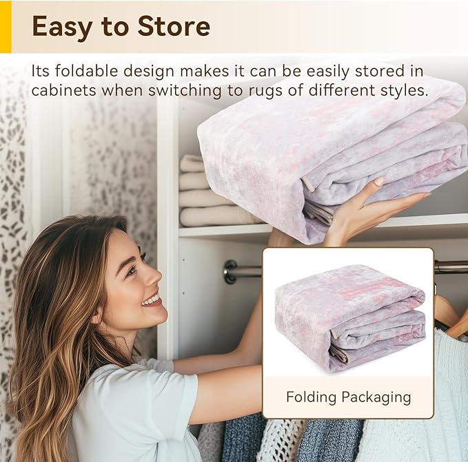 RELEANY Washable Area Rugs Square 7ft Non-Slip Modern Abstract Soft for Living Room Entryway Bedroom Nursery, Print Pattern, Grey Pink