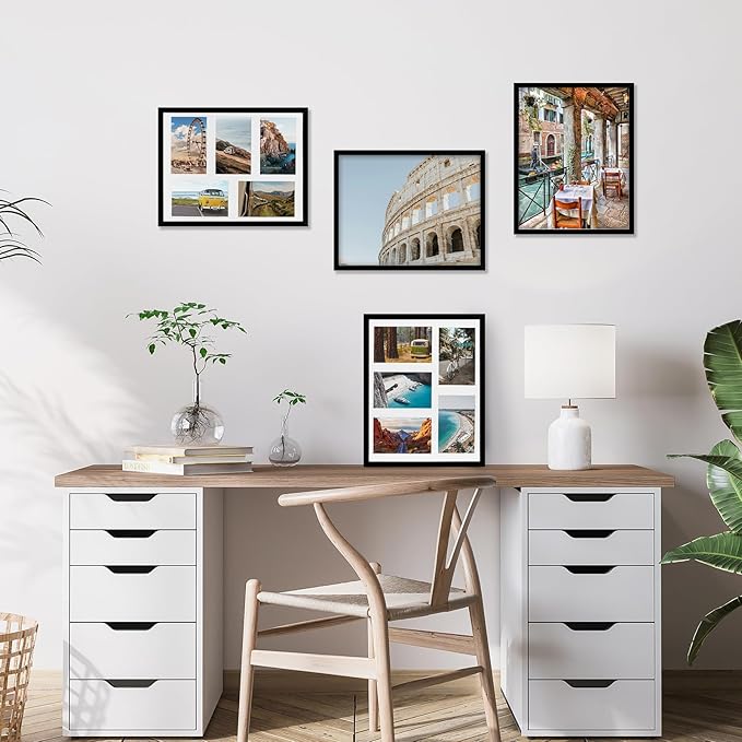 Fixwal Collage Picture Frame with Clear Plexiglass, Displays 5pcs 4x6 Photos or Use as One Frame for Gallery Wall Decor, Signature Collection, Black