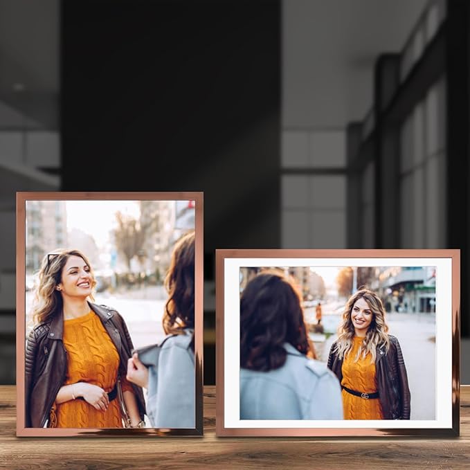 12x16 Picture Frame Set of 6, Made of High Definition Plexiglass for 12 x 16 Rose Gold Frames,Display Pictures 8x10 with Mat,Wall and Tabletop Display