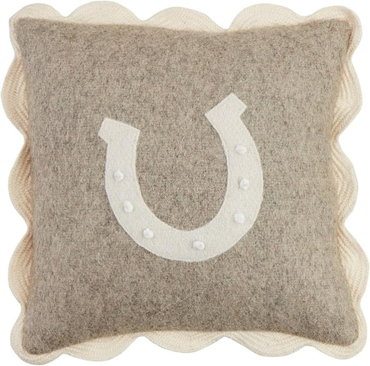 Mud Pie Felt Horseshoe Mini Pillow; 8" X 8"