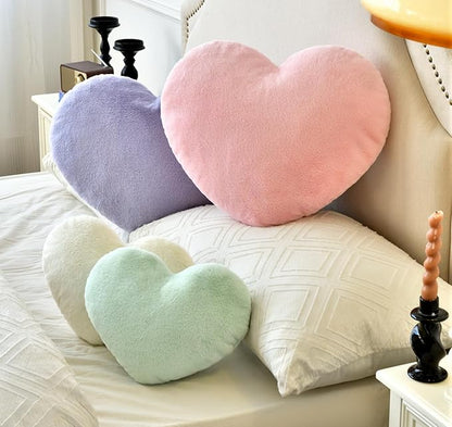 Petrella Heart Pillow Cute Fuzzy Pillows Throw Pillows for Bed Livingroom Home Decor Cushion Decorative Aesthetic Preppy Pillows Green,Large 19"x15"