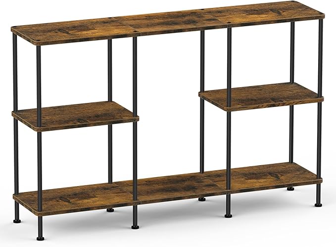 ETELI Tall TV Stand for 50 Inch TV Small Entertainment Center with Storage Shelf 3 Tier Television Stands Wood TV Console Cabinet Table for Living Room and Bedroom Brown