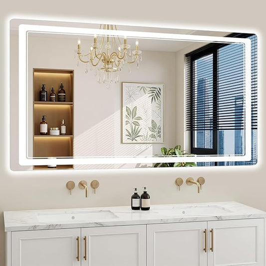 30"x60" LED Bathroom Mirror with Lights, Backlit + Front Lit, Anti-Fog, Lighted Bathroom Mirror for Wall, HD Shatterproof Tempered Glass, Dimmable, Memory Function (Horizontal/Vertical)