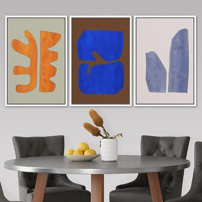 SIGNLEADER Framed Canvas Print Wall Art Set Multicolor Vibrant Mid-Century Figure Collage Abstract Shapes Illustrations Modern Art Boho Decorative for Living Room, Bedroom, Office - 24"x36"x3 WHITE