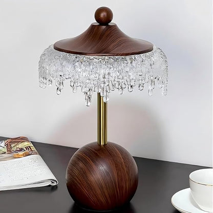 LIGHTLAND Water Drop Table Lamp, 7.9 * 13 Inch Crystal Acrylic Bedside Light for Study Room, Bedroom, Living Room