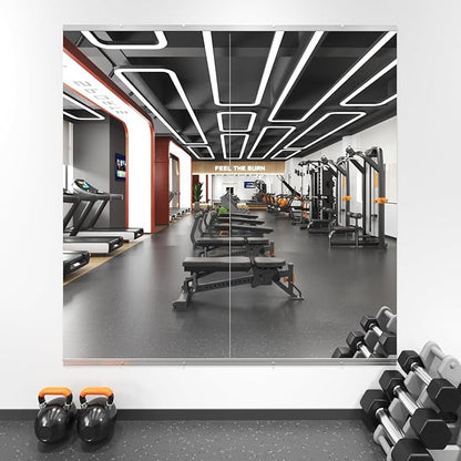 LOAAO Home Gym Mirror, 55"x28"-2 PCS Gym Mirrors for Wall, Frameless, Tempered Glass, Large Workout Mirrors for Home Gym, Dance Studio, Yoga Room, Garage Gym