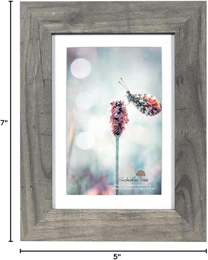 Grey 5x7 Picture Frame,Display 5x7 without Mat or 4x6 with Mat