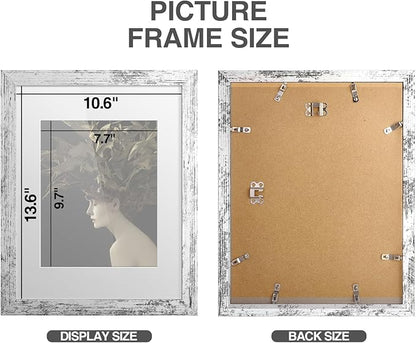 TWING Rustic Picture Frames 11x14 Set of 6, Distressed White Composite Wood Large Gallery Wall Frame Set Display Photos 8x10 with Mat or 11x14 without Mat Wall Mounting, Ideal Valentine Gifts for