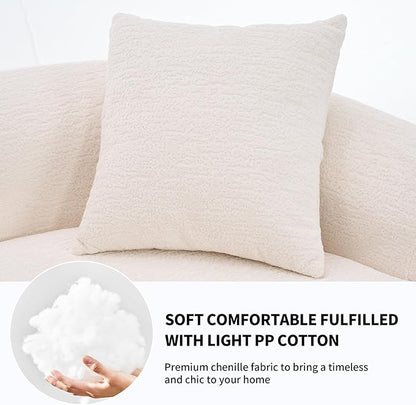 KEIKI Curved Chenille Modular Sectional Couches with Pillows, 4 Seater Oversized Upholstered Luxury Plush Cloud Sofa for Living Room Apartment, Full Compression Sponge,
